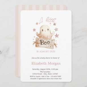 A Little Boo Boho Ghost Stripes Halloween Invitation