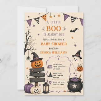 A Little Boo Cute Ghost Baby Shower Invitation