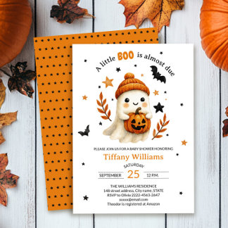 A Little Boo cute ghost Baby Shower Invitation