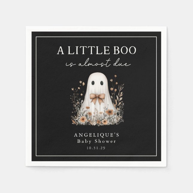 A Little Boo Cute Ghost Wildflowers Baby Shower  Napkin (Front)