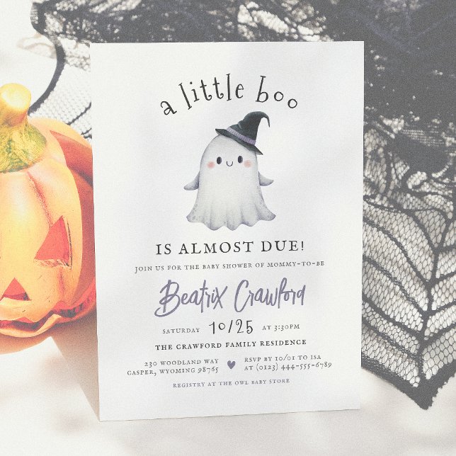 A Little Boo Cute Halloween Girl Baby Shower Invitation (Creator Uploaded)