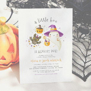 A Little Boo Cute Halloween Theme Fall Baby Shower Invitation