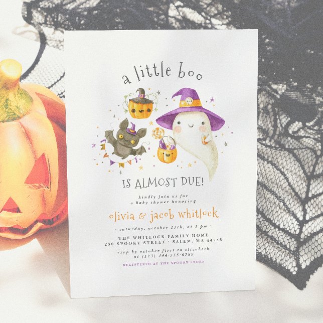 A Little Boo Cute Halloween Theme Fall Baby Shower Invitation (Creator Uploaded)