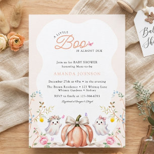 A Little Boo Cute Pink October Baby Shower  Invitation