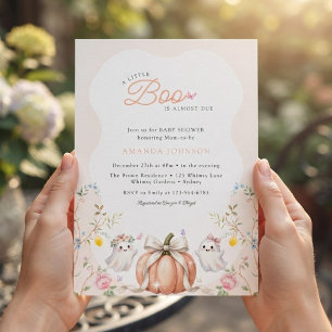A Little Boo Cute Pink October Baby Shower Invitation