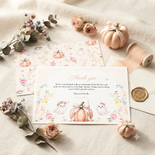 A Little Boo Cute Pink October Baby Shower  Thank You Card