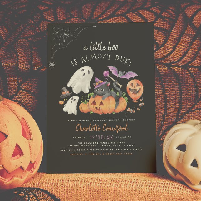 A Little Boo Cute Spooky Halloween Baby Shower Invitation (Creator Uploaded)