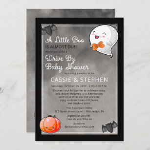A Little Boo Ghost Boy Drive By Baby Shower Invitation