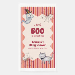 A Little Boo Ghost Cat Fall Autumn Baby Shower Napkin
