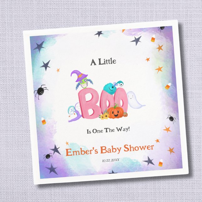 A Little Boo Ghost, Owl Halloween Baby Shower Napkin (Creator Uploaded)