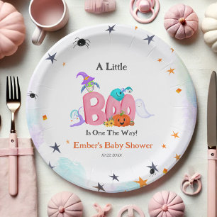 A Little Boo Ghost, Owl Halloween Baby Shower Paper Plate