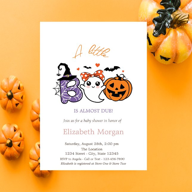 A Little Boo Ghost Stripes Pumpkin Halloween  Invitation (Creator Uploaded)