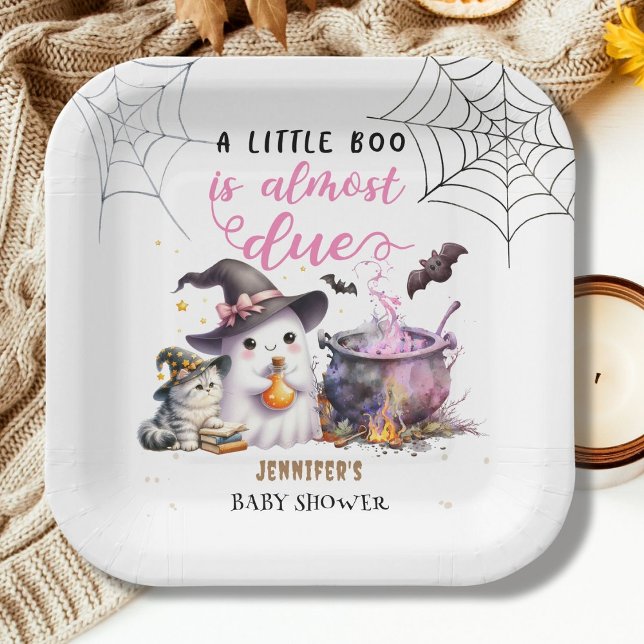 A Little Boo! Girl Pink Halloween Baby Shower  Paper Plate (Creator Uploaded)