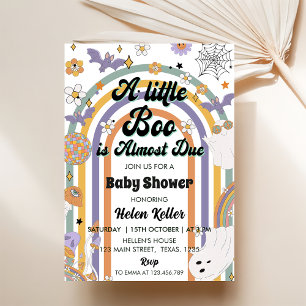 A Little Boo Groovy Rainbow Halloween Baby Shower Invitation