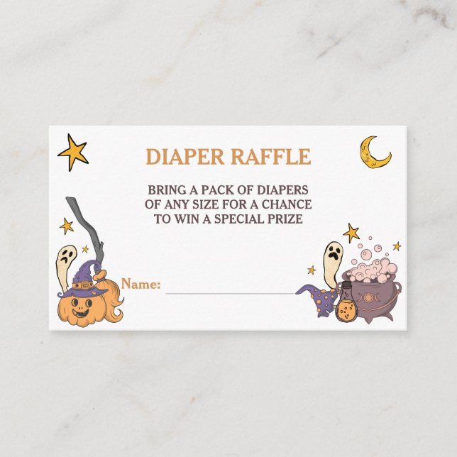 A Little Boo Halloween Baby Shower Diaper Raffle Enclosure Card (Front)