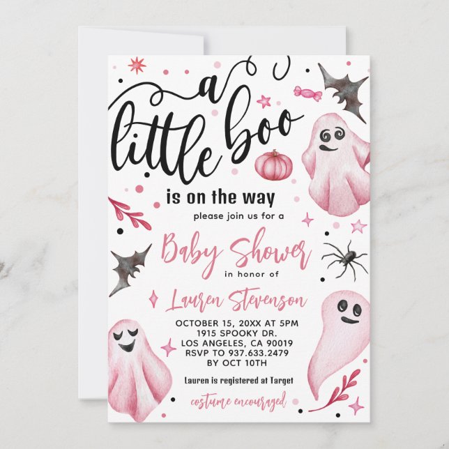 A Little Boo Halloween Baby Shower  Invitation (Front)