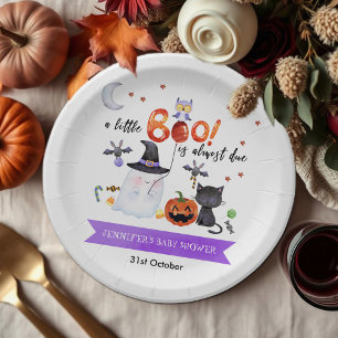 A Little Boo Halloween Baby Shower Paper Plate