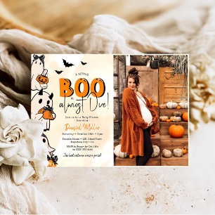A Little Boo Halloween Baby Shower Photo Invitation