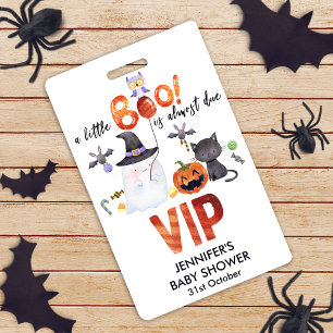 A Little Boo Halloween Bowtie Baby Shower VIP ID Badge
