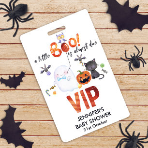 A Little Boo Halloween Bowtie Baby Shower VIP ID Badge