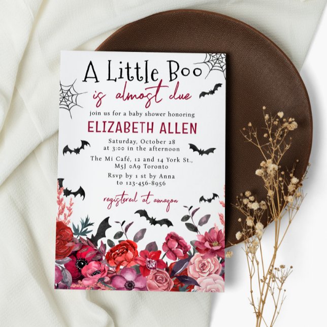 A Little Boo Halloween Flowers Baby Shower Invitation (Creator Uploaded)