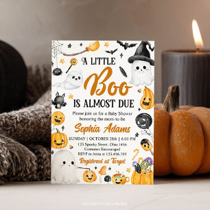 A Little Boo Halloween Ghost Baby Shower Invitation