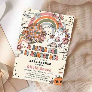 A Little Boo Halloween Ghost Retro Baby Shower Invitation