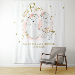 A Little Boo Halloween Girl Baby Shower Backdrop Tapestry