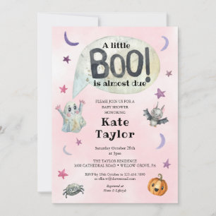 A Little Boo Halloween Pink Baby Shower Invitation