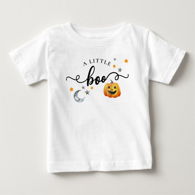 A Little Boo Halloween Pumpkin Fall Baby T-Shirt (Front)