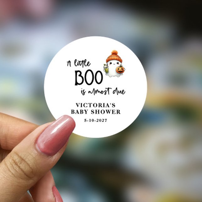 A little Boo is almost Due Baby Shower Classic Round Sticker (Creator Uploaded)