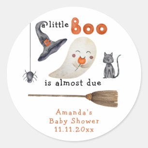 A little Boo is almost due Baby shower Classic Round Sticker