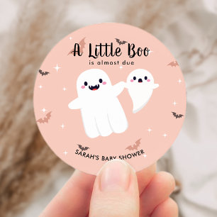 A Little Boo Is Almost Due Baby Shower Ghost Classic Round Sticker