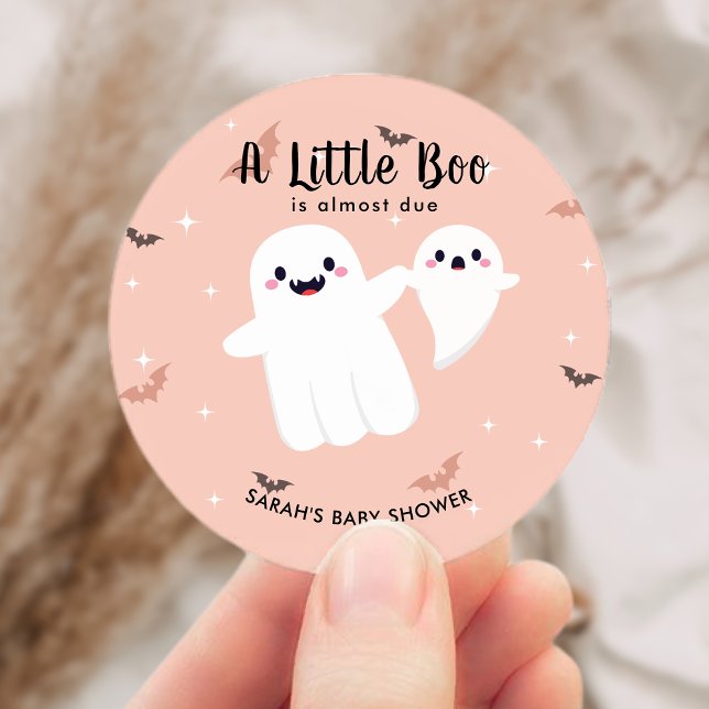  A Little Boo Is Almost Due Baby Shower Ghost Classic Round Sticker (A Little Boo Is Almost Due Baby Shower Ghost Classic Round Sticker)