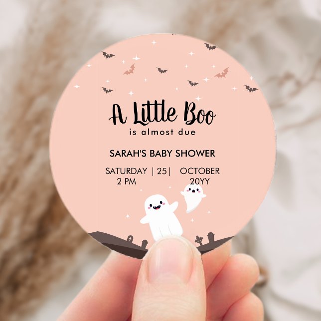 A Little Boo Is Almost Due Baby Shower Ghost Classic Round Sticker (A Little Boo Is Almost Due Baby Shower Ghost Classic Round Sticker)