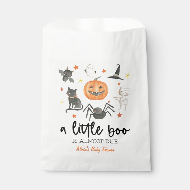 A Little Boo Is Almost Due! Baby Shower Halloween Favour Bags (Front)