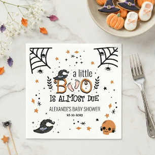 a little boo is almost due Baby Shower Halloween Napkin