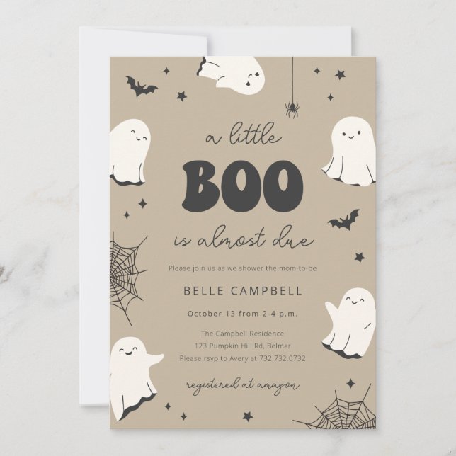 A Little Boo is Almost Due Baby Shower Invitation (Front)