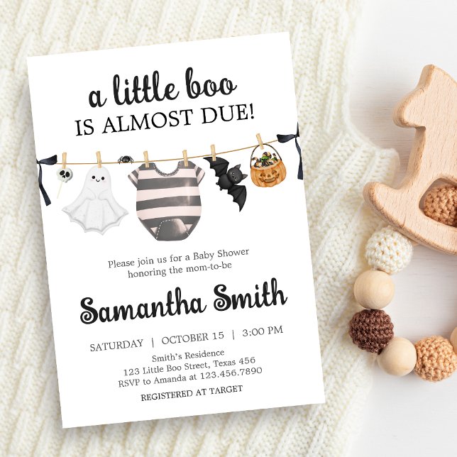 A Little Boo Is almost Due Baby Shower Invitation (A Little Boo Baby Clothes Baby Shower Invitation )