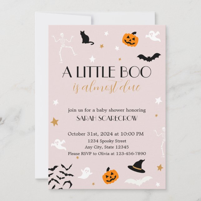 A Little Boo is almost due Baby Shower Invitation  (Front)
