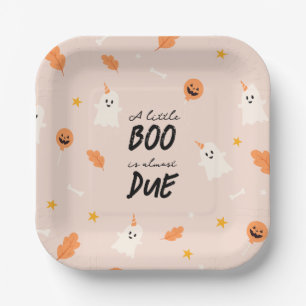 A little boo is almost due baby shower  paper plate