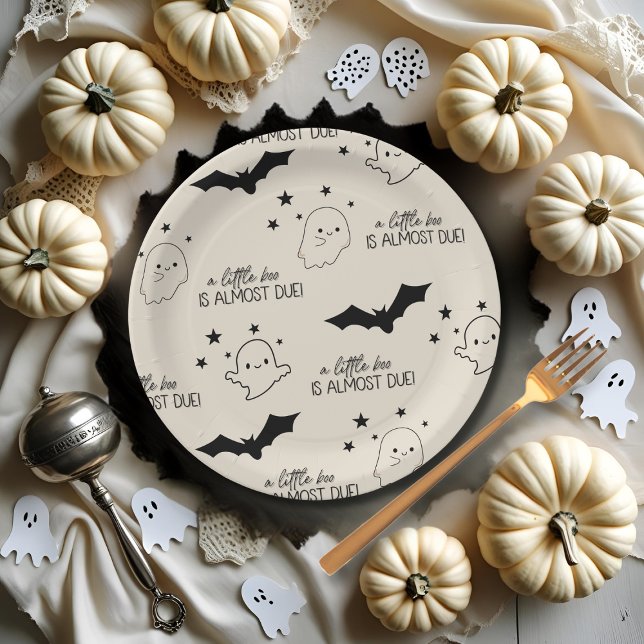  A Little Boo Is Almost Due baby shower Paper Plate (A Little Boo Is Almost Due baby shower Paper Plates)