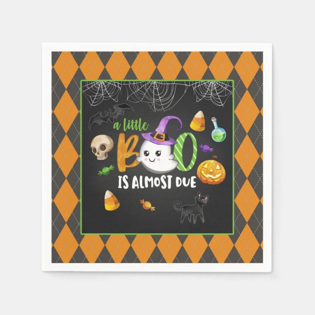 A Little Boo is Almost Due (Blk) Party  Napkin (Front)