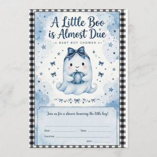 A Little Boo is Almost Due Blue Ghost Baby Shower Invitation