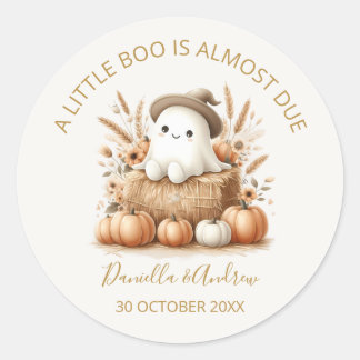 A Little Boo is Almost Due Boho Baby Shower Favour Classic Round Sticker