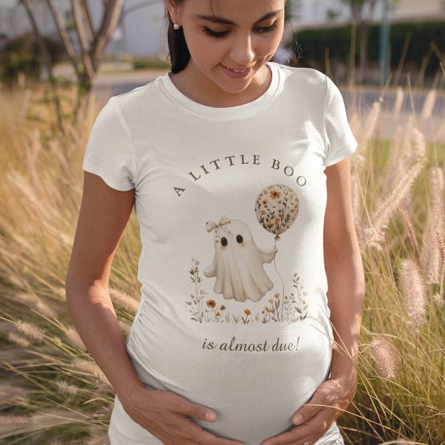 A Little Boo is Almost Due! Boho Ghost Baby Shower T-Shirt (Creator Uploaded)