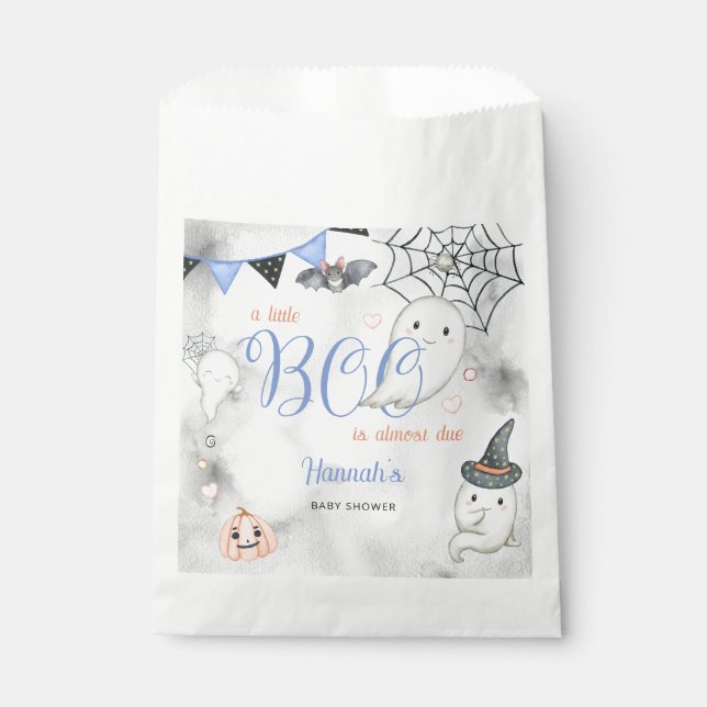 A Little Boo is Almost Due Boy Baby Shower Favour Bags (Front)