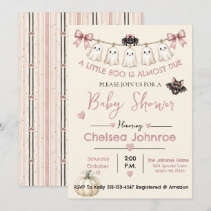 A Little Boo Is Almost Due Cute Ghost Invitation