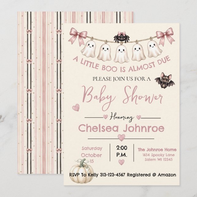 A Little Boo Is Almost Due Cute Ghost Invitation (Front/Back)