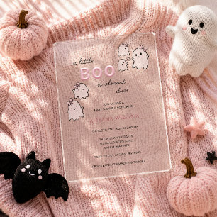 A Little Boo Is Almost Due Cute Pink Baby Shower Acrylic Invitations